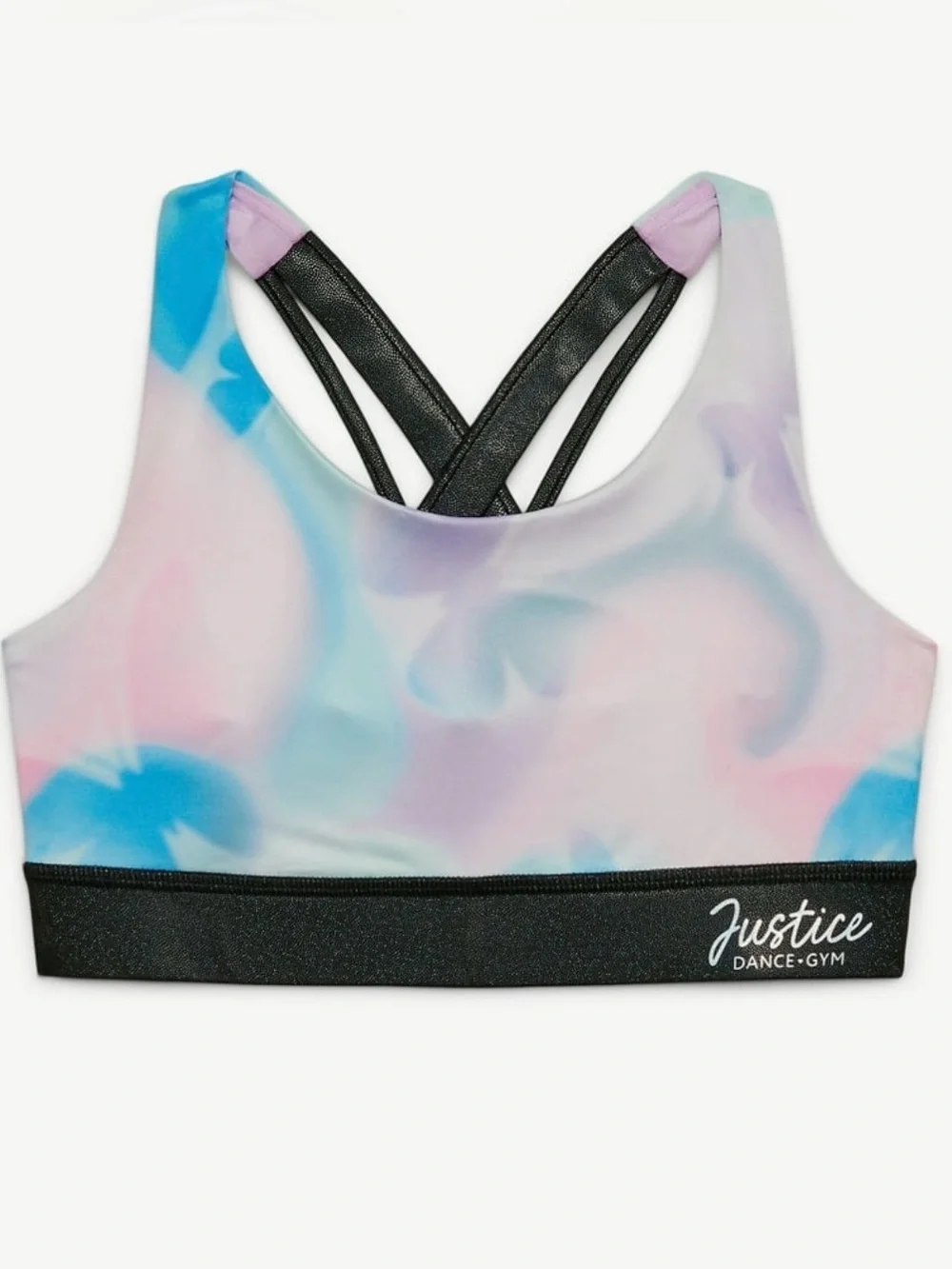 NWT: Justice Strappy Back Sports Bra for Girls with Butterfly Print Cheer Dance